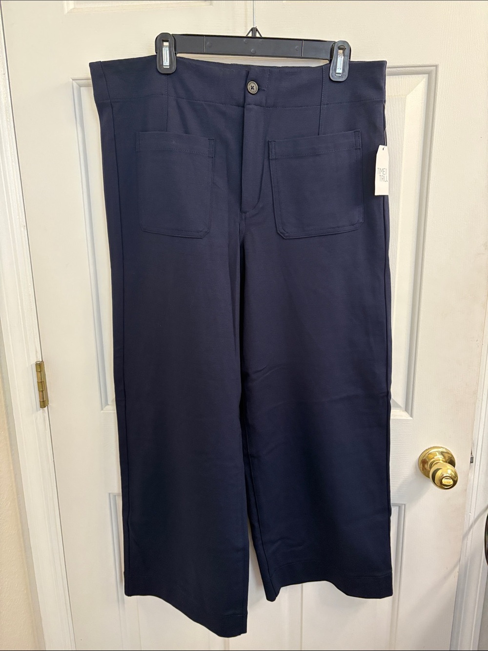 Time and Tru Navy Wide-Leg Women's Pants with Front Patch Pockets
